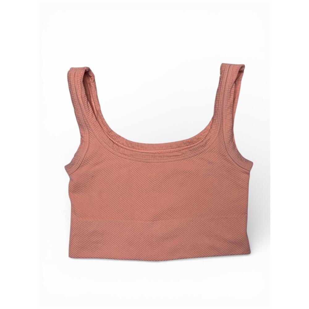 3 for $12: Coral Pink V-Ribbed Unpadded Sports Bra Athletic Crop Top One Size